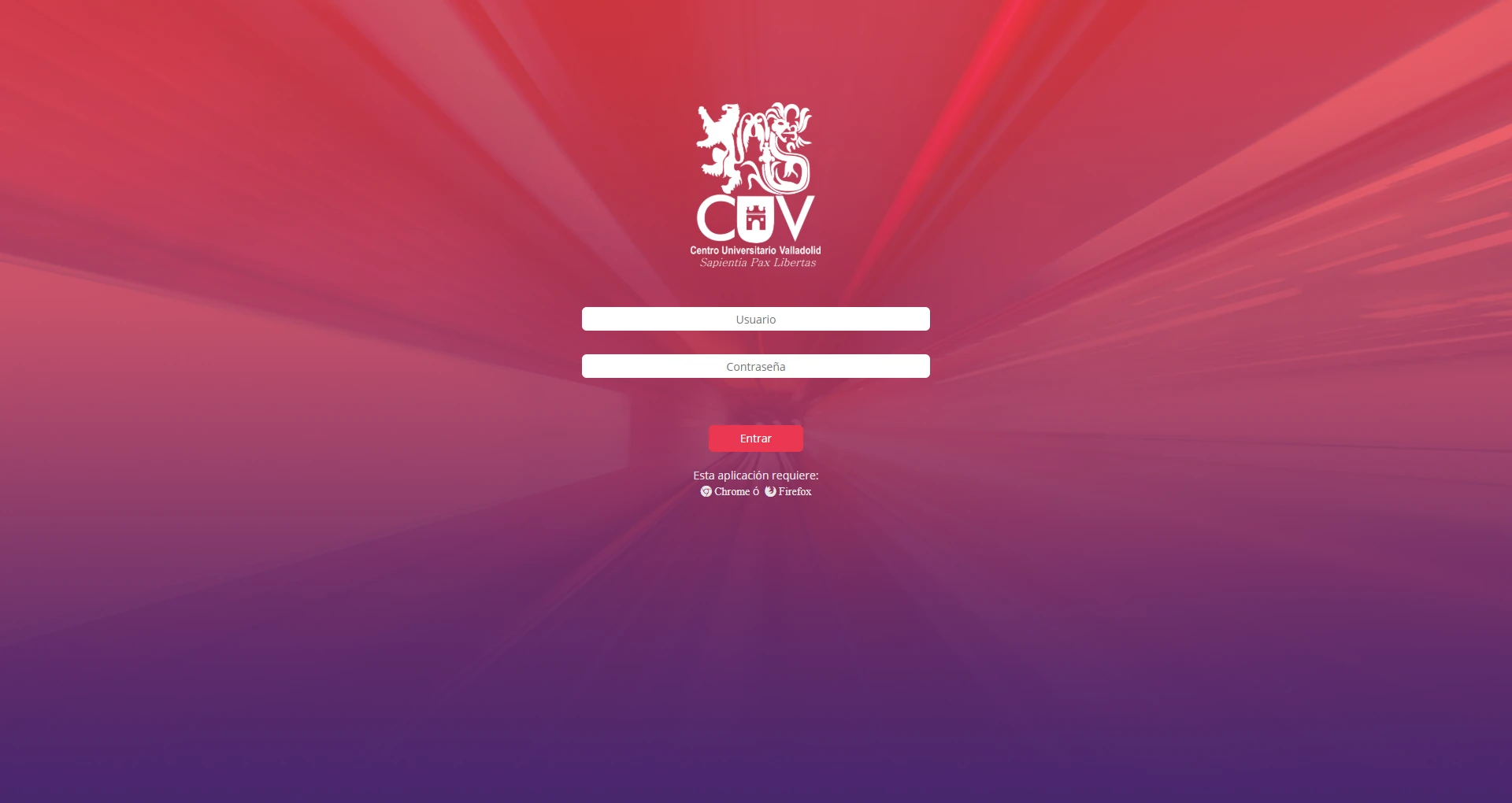 SREE — sign-in screen for Centro Universitario Valladolid.