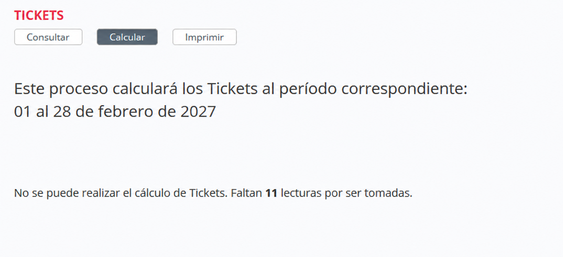 SREE ticket calculation is blocked because 11 meter readings are missing.