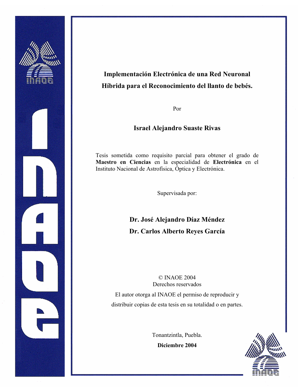 Portada original de la tesis de maestría